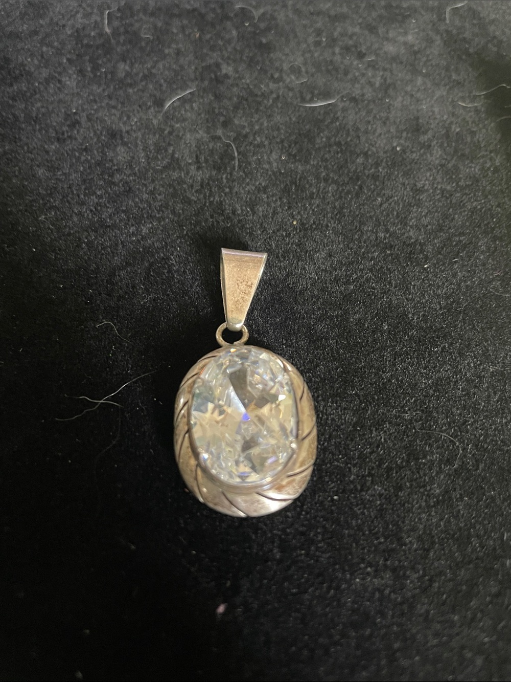 Sterling Silver 925 Clear Crystal Stone Oval Cut Pendant. eBay:$23. 8/21/6
